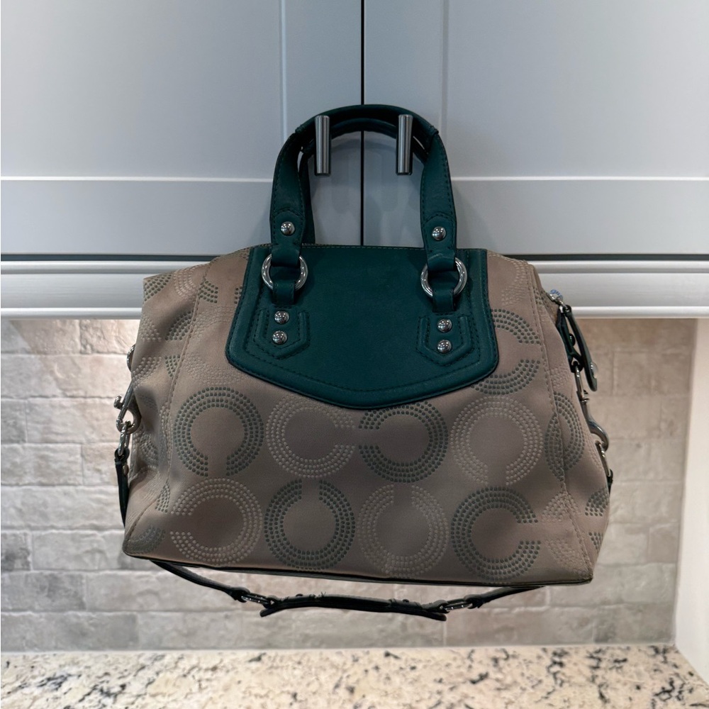 Coach EUC Ashley Teal & Tan Satchel - Picture 2 of 7